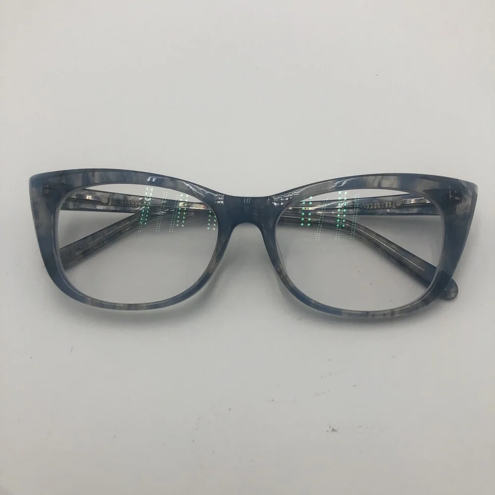 Womens Eye Glasses Frames Blue Tortoise Cat Eye Marbled Swirl Preowned With Case